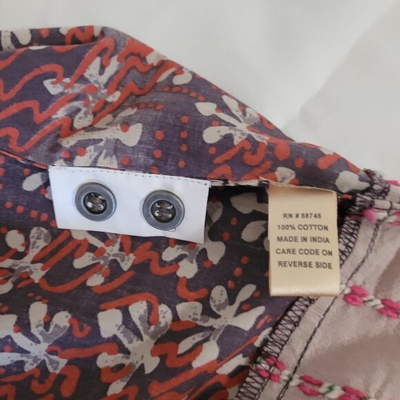 BoHo Territory Ahead Womens Shirt Patchwork Tunic Style Long Length Size M - Picture 12 of 15